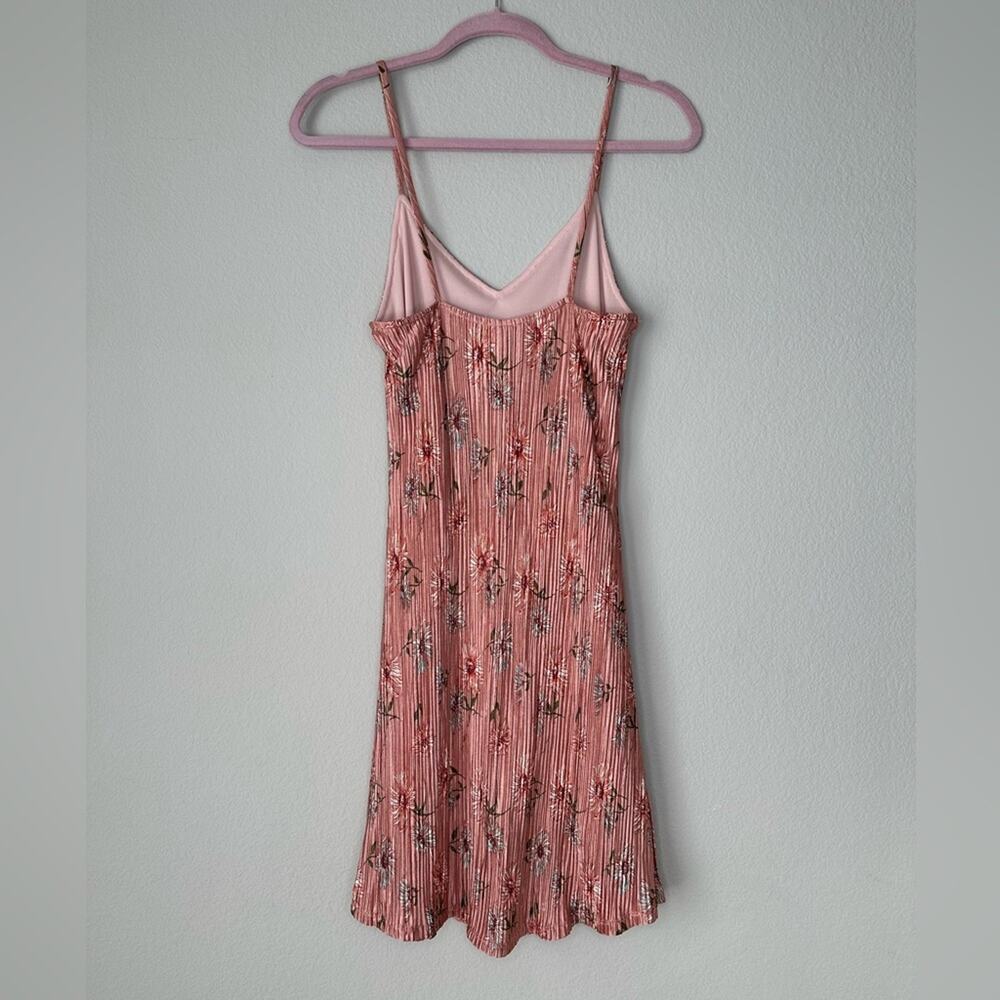 VANITY ROOM Womens Pink Floral Print Pleated Spaghetti Strap Satin Dress XS - Picture 3 of 5